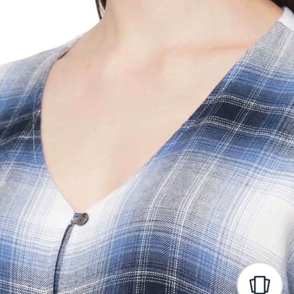 Maurice’s Blue Comfy Check Dolman Sleeve Plaid Button Front Top Women’s XXL - Picture 6 of 13